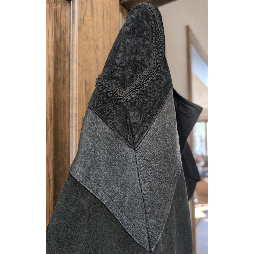 Vintage Womens Wilson Double Breasted Suede Paisley Leather Long Jacket 80s L - Picture 8 of 13